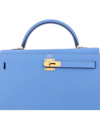 Kelly 32 Handbag Blue Epsom with Gold Hardware