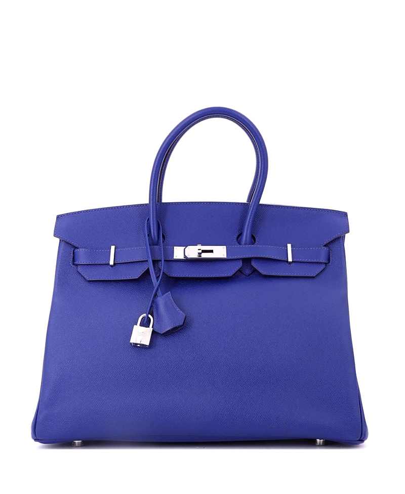 PRE-OWNED HERMES Pre-owned  Hermes Birkin 35 Handbag Blue Epsom With Palladium Hardware