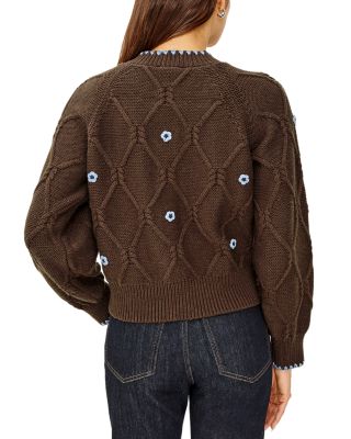 Laurie Crewneck Cable Knit Cardigan Sweater