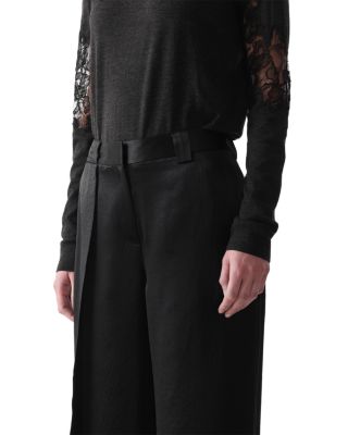 Merino Wool Lace Crewneck Sweater 