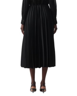 Crepe Satin Pleated Midi Skirt