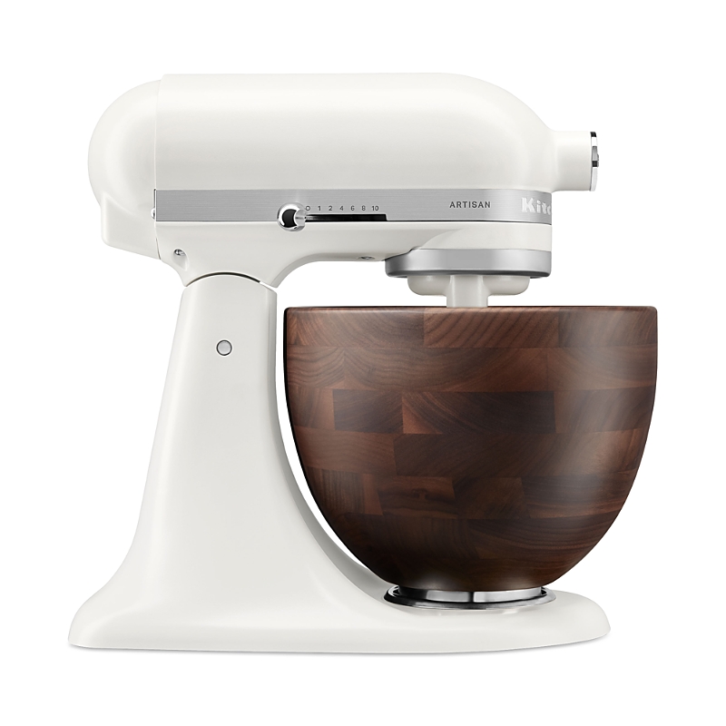 Kitchenaid Artisan Series 5 Quart Tilt Head Stand Mixer With Walnut Wood Bowl In White
