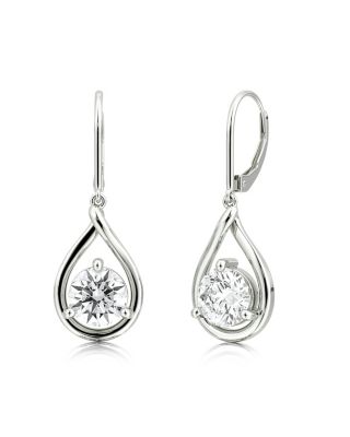 Pear Silhouette Earring in 14K Gold, 1.5ctw Round Brilliant Lab Created Diamonds