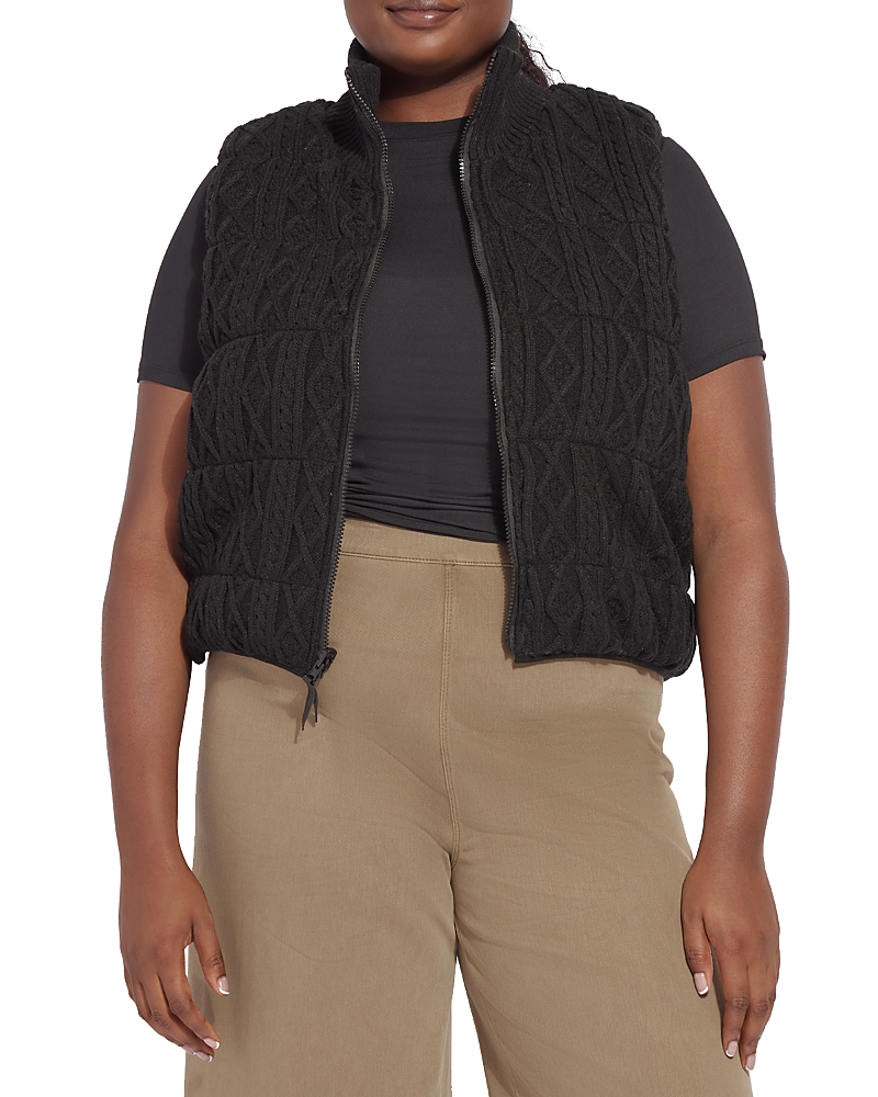 Lyssé Plus Prudence Reversible Sweater Puffer Vest In Black