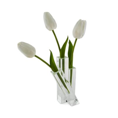 Crystal Glass Triple Bud Vase