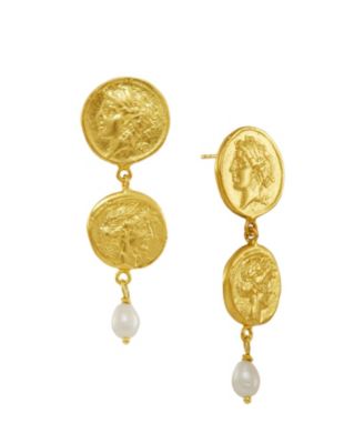 Ottoman Hands Odella Gold And Pearl Drop Stud Earrings
