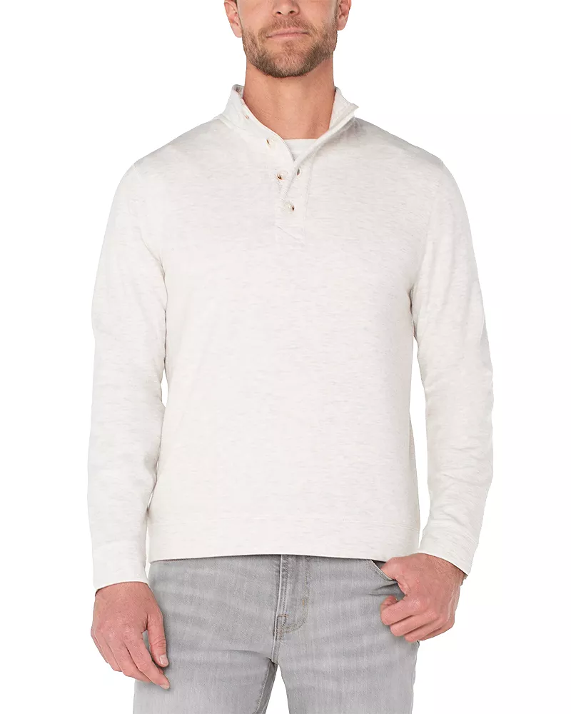 Liverpool Los Angeles Mock Neck Button Placket Pullover Shirt