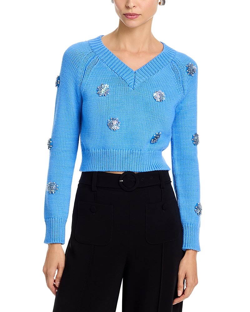 Cinq a Sept Embellished V-Neck Sweater