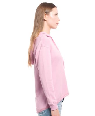  Vented Back High-low Lace Hem Hoodie