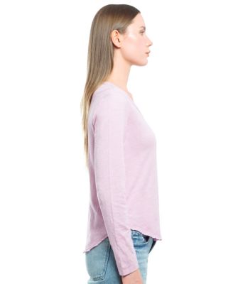  Long Sleeve Raw Hem Shirttail Tee