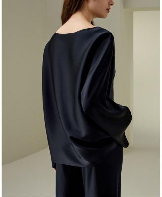 Silk Charmeuse Crewneck Top