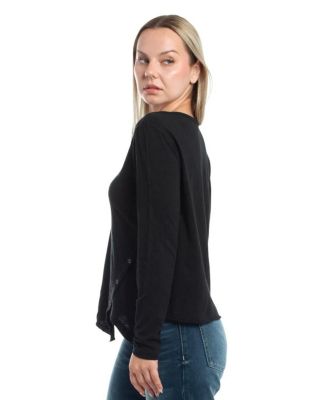  Asymmetrical Hem & Button Detail Tee