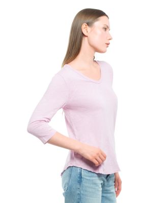 3/4 Sleeve Raw Hem Shirttail Tee