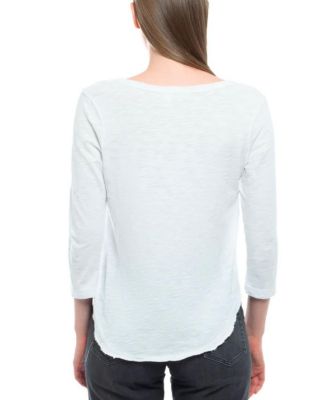 3/4 Sleeve Raw Hem Shirttail Tee