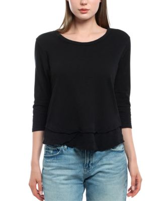  3/4 Sleeve Shrunken Crew Mock Layer Tee