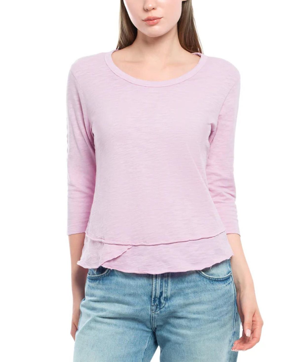 Wilt Clothing 3/4 Sleeve Shrunken Crew Mock Layer Tee