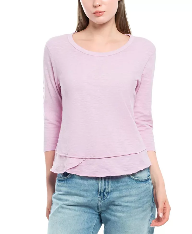 Wilt Clothing 3/4 Sleeve Shrunken Crew Mock Layer Tee