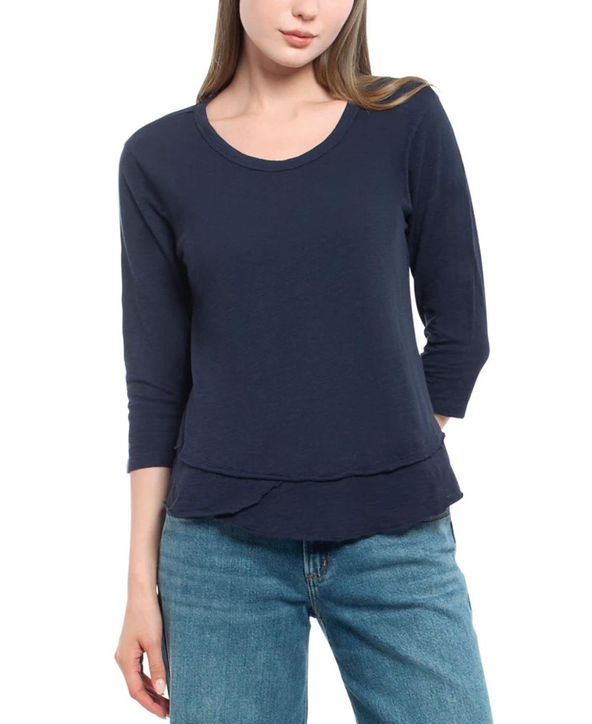 Wilt Clothing 3/4 Sleeve Shrunken Crew Mock Layer Tee