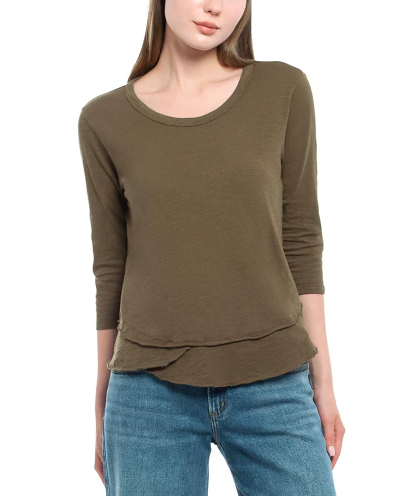 Wilt Clothing 3/4 Sleeve Shrunken Crew Mock Layer Tee