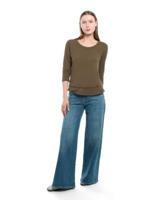  3/4 Sleeve Shrunken Crew Mock Layer Tee