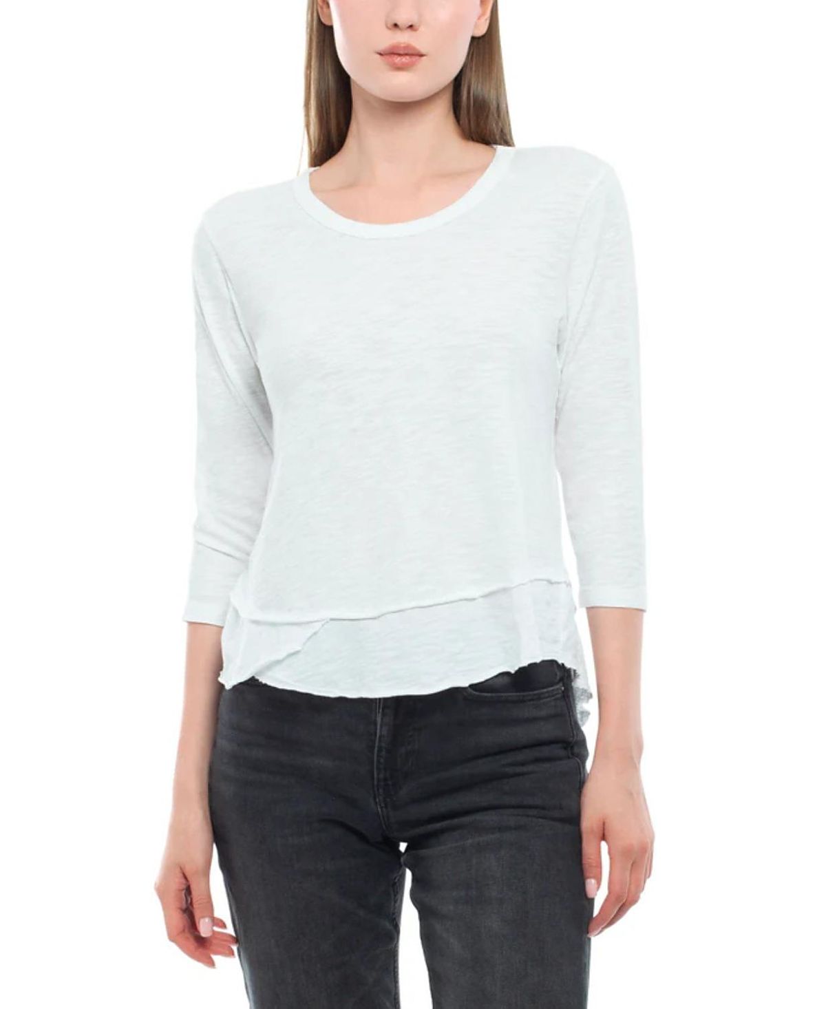 Wilt Clothing 3/4 Sleeve Shrunken Crew Mock Layer Tee
