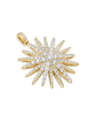 Starburst Pendant in 18K Yellow Gold with Full Pav&eacute; Diamonds, 33.7mm