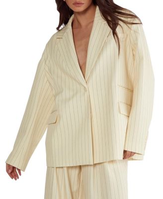  Oversized Pinstripe Tailored Blazer