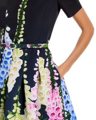 Short Sleeve Multi Foxgloves Degrade Dress