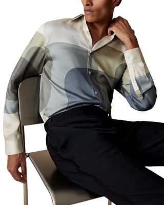 Long Sleeve Printed Button Front Shirt