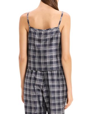 Bind Strap Plaid Silk Top