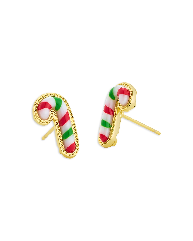Kendra Scott Enamel & Mother Of Pearl Candy Cane Stud Earrings In Gold