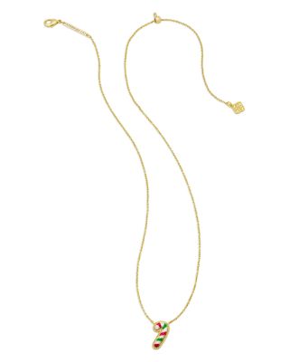 Candy Cane Adjustable Pendant Necklace in 14K Gold Plated, 19"
