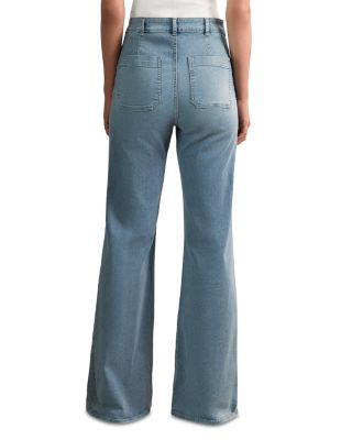 Petite Sakura High Rise Flare Leg Patch Pocket Jeans in Light Blue