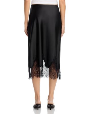 Lace Trim Satin Midi Slip - Exclusive 