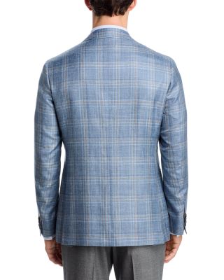 Kei Wool, Silk & Linen Plaid Unstructured Trim Fit Sport Coat
