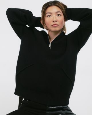 Wool Half Zip Funnel Neck Sweater