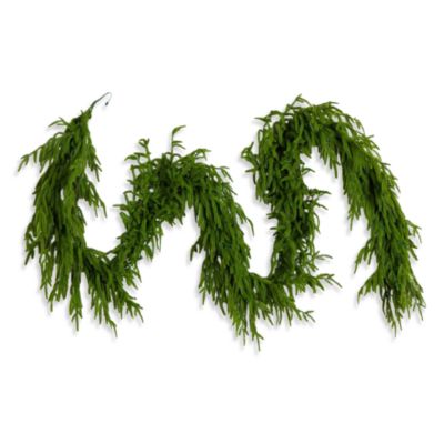 Pre-Lit Artificial Real Touch Norfolk Island Pine 9' Garland with Warm White LED Lights and Natural Look