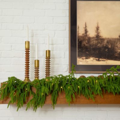 Pre-Lit Artificial Real Touch Norfolk Island Pine 9' Garland with Warm White LED Lights and Natural Look