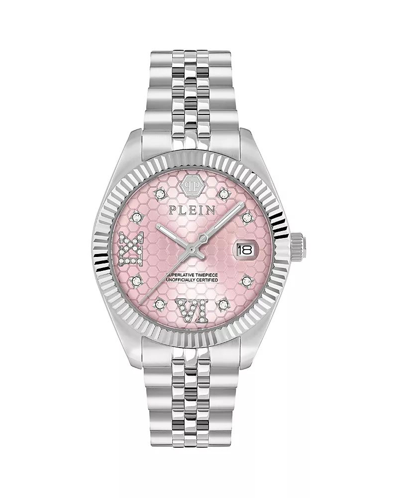 Philipp Plein Date Superlative Crystal Watch, 34mm