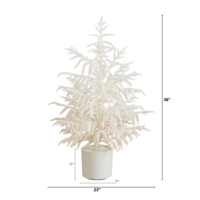 Natural Artificial Real Touch White Norfolk Island Pine 3' Christmas Tree with Natural Look