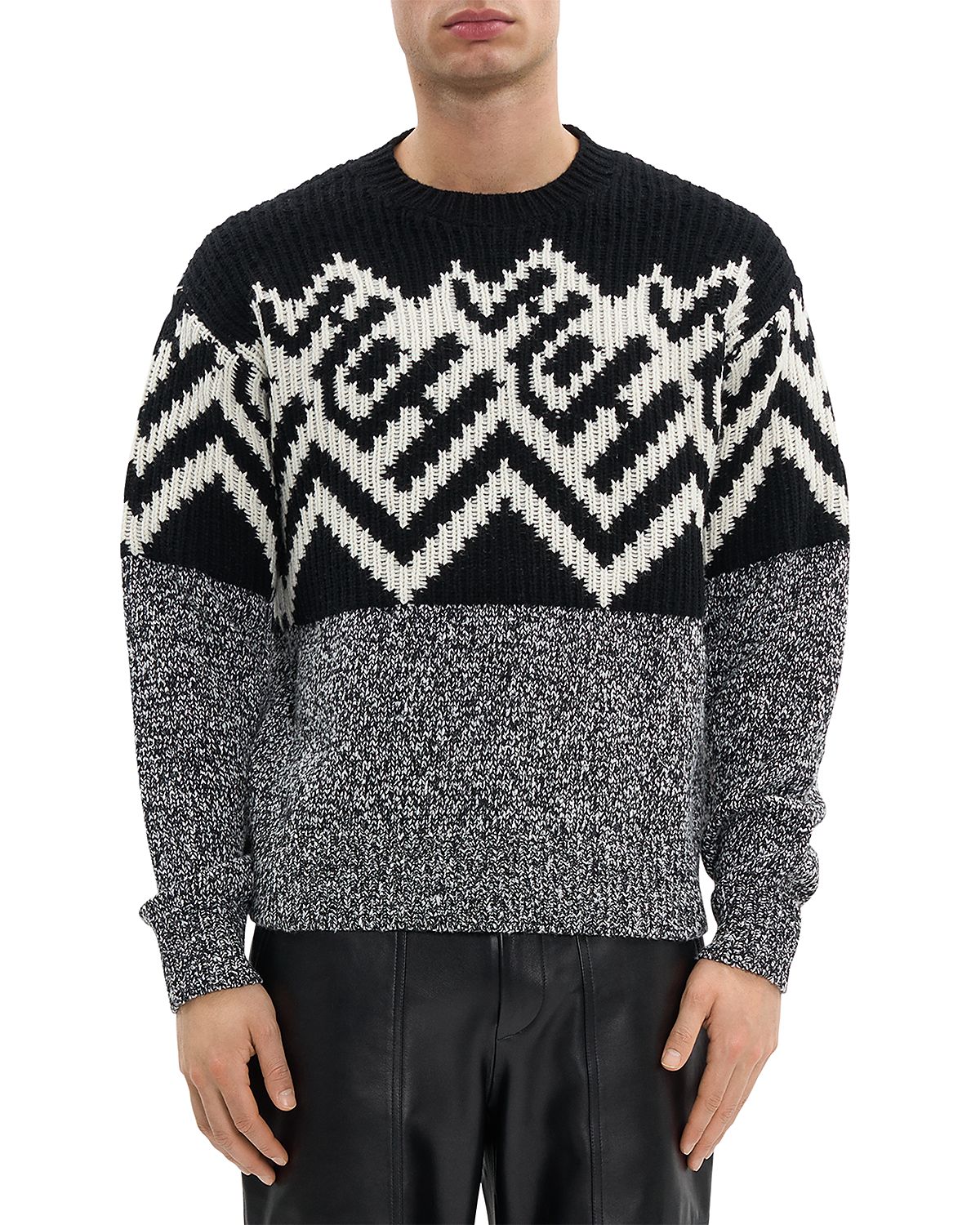 Helmut Lang Half Fair Isle Crewneck Sweater