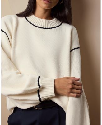 Cotton Oversized Mock Neck Sweater