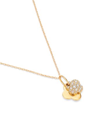 Diamond Clover Pendant Necklace in 14K Yellow Gold, 0.25 tcw