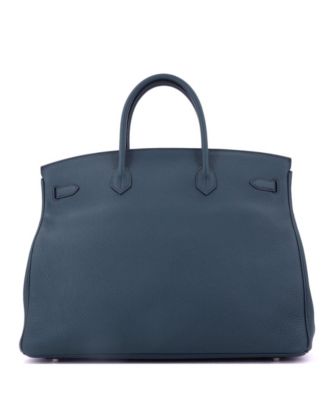 Birkin 40 Handbag Blue Togo with Palladium Hardware