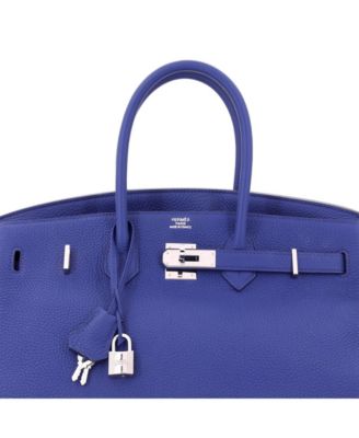 Birkin 35 Handbag Blue Togo with Palladium Hardware