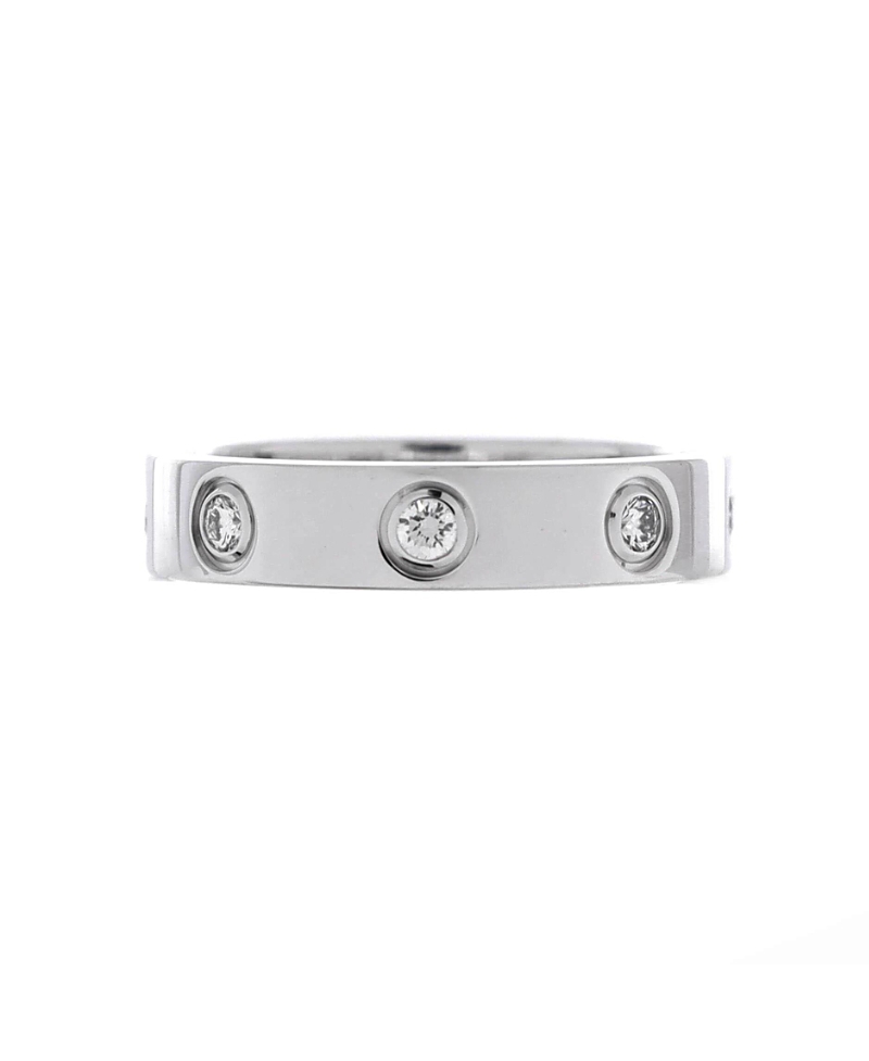 Pre-owned Pre-owned Cartier Cartier Love Wedding Band 8 Diamonds Ring 18k White Gold With Diamonds