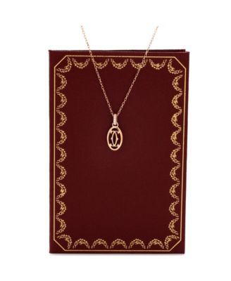  Logo Double C Pendant Necklace 18K Rose Gold with Diamonds, 15 - 16.25"