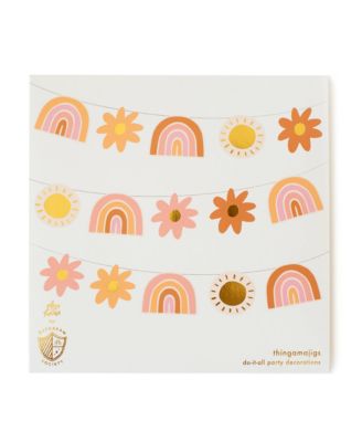  Boho Rainbow Birthday Garland, Set of 16 Pieces and Hanging Twine - Ages 5-7