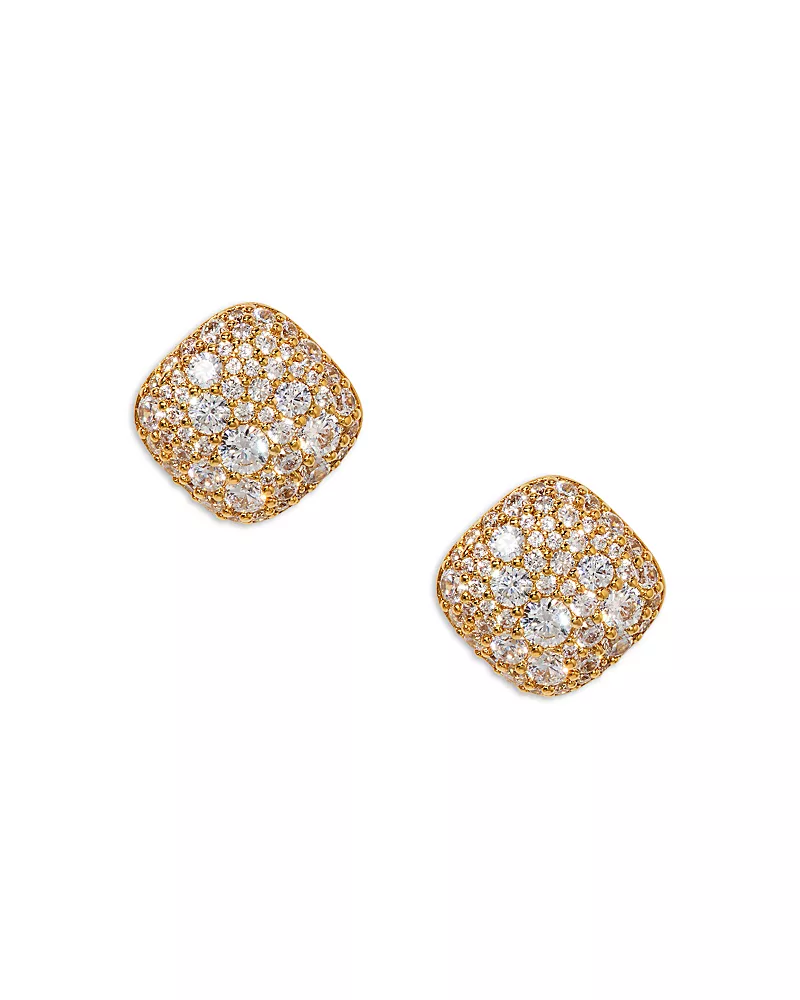 Nadri Crushed Pave Cushion Stud Earrings