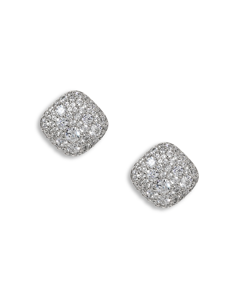 Nadri Crushed Pave Cushion Stud Earrings In Metallic